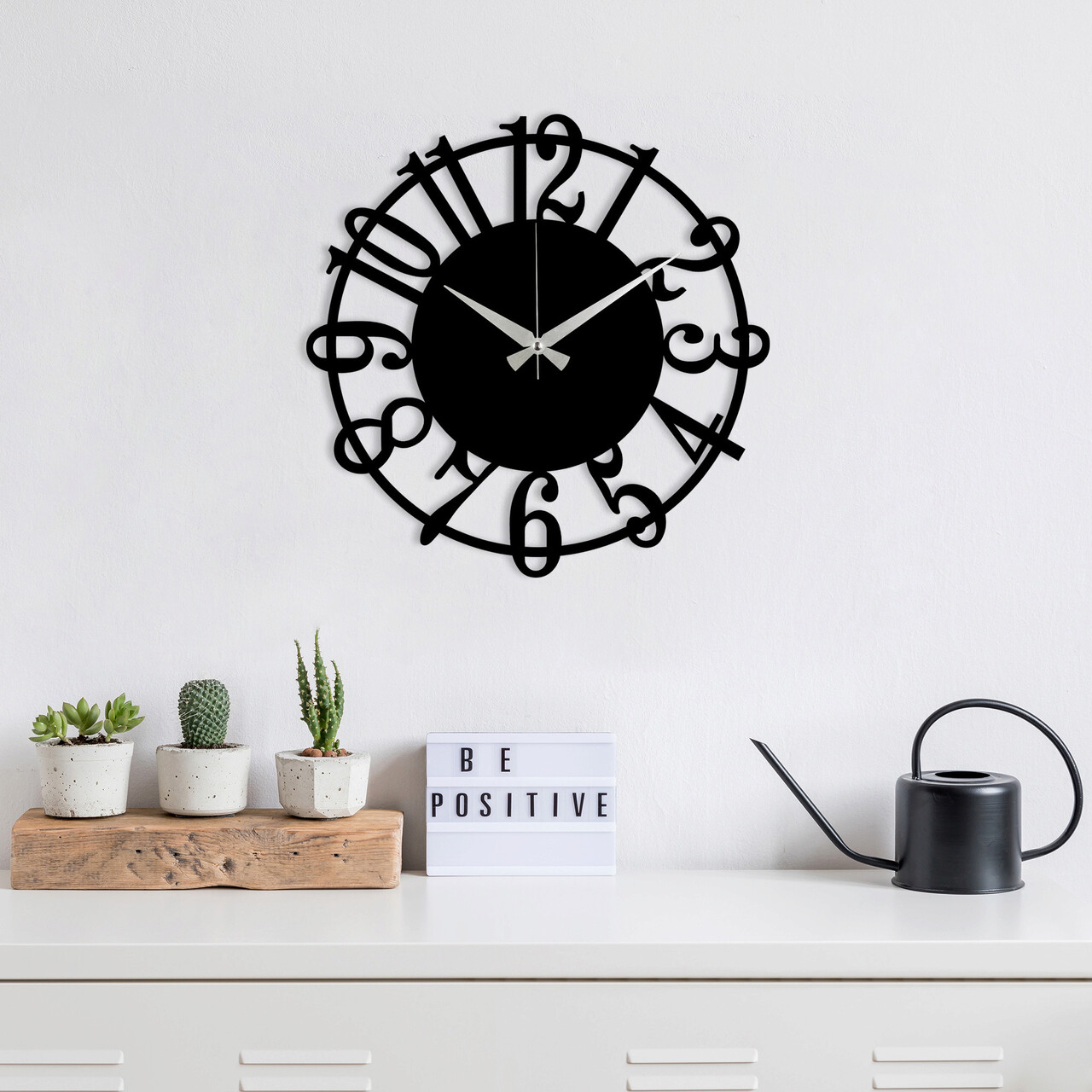 Ceas de perete, Enzoclock - S006, metal, 48 x 48 cm, negru - imagine 7
